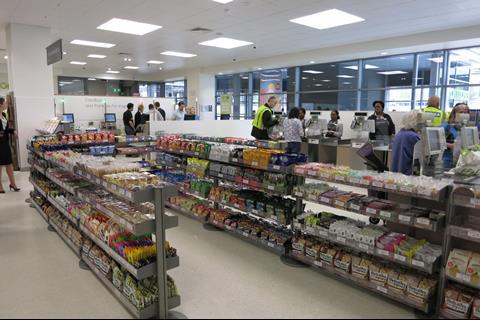 The store features a new queueing system design with wider aisles
